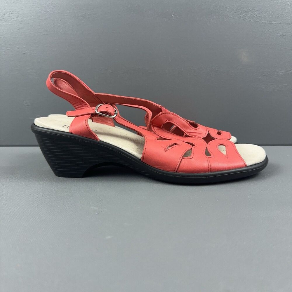 Hotter Crystal Coral Leather Sandals Womens UK 8 US 10 EU 42 Comfort Slingback - Picture 3 of 9
